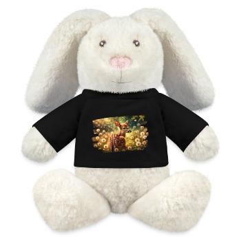 Deer in golden dandelion meadow - MiniFeet® RecycelHase® Bunny Cream - black - Front