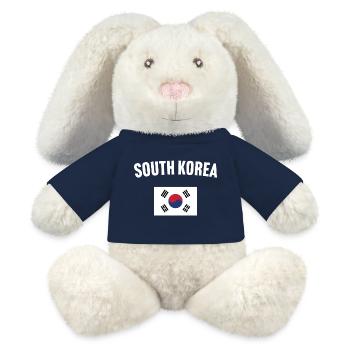 Drapeau de la Corée du Sud - Lapin en peluche recyclé MiniFeet® Crème - bleu marine - Devant