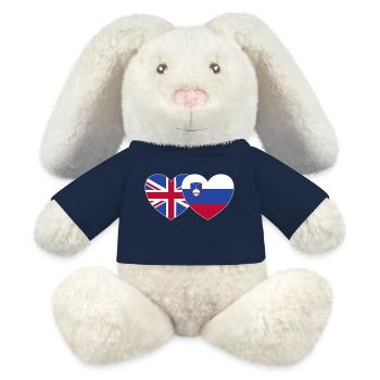 Großbritannien Slowenien Flagge Herz - MiniFeet® RecycelHase® Creme - French Navy - Vorne