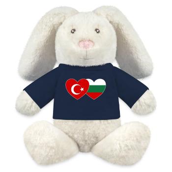 Türkei Bulgarien Flagge Herz - MiniFeet® RecycelHase® Creme - French Navy - Vorne