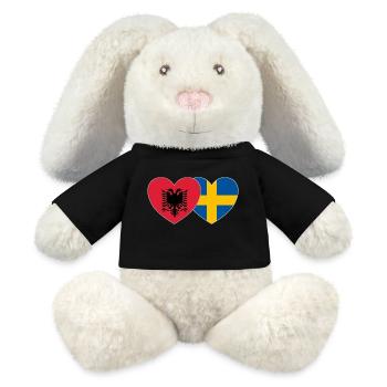 Albania Sweden Flag Heart - MiniFeet® RecycelHase® Bunny Cream - black - Front
