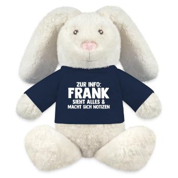 Franc - Lapin en peluche recyclé MiniFeet® Crème - bleu marine - Devant