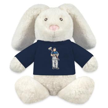 Petit peintre - Lapin en peluche recyclé MiniFeet® Crème - bleu marine - Devant