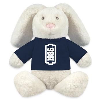 Né en 1986 - Lapin en peluche recyclé MiniFeet® Crème - bleu marine - Devant