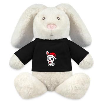 Lapin Noël Mignon - Lapin en peluche recyclé MiniFeet® Crème - noir - Devant