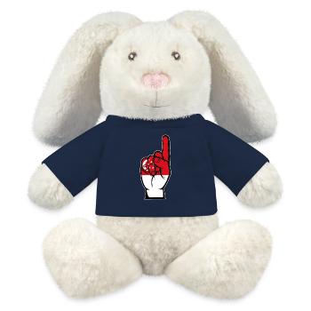 Singapur Flagge Nummer 1 - MiniFeet® RecycelHase® Creme - French Navy - Vorne