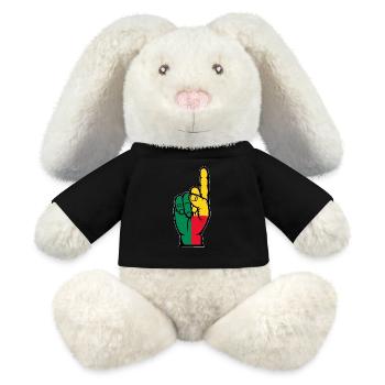Drapeau du Bénin numéro 1 - Lapin en peluche recyclé MiniFeet® Crème - noir - Devant