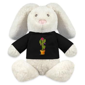 Christmas decorated cactus poinsettia - MiniFeet® RecycelHase® Bunny Cream - black - Front