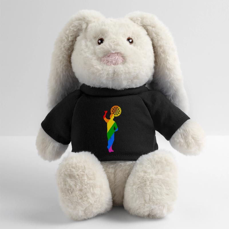 colorful dart player throwing with left MiniFeet® RecycelHase® Bunny Cream