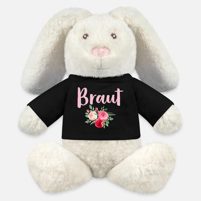 Braut Rosen romantisch Junggesellinnenabschied - MiniFeet® RecycelHase® Creme - Schwarz