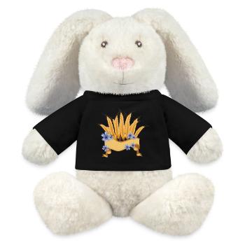 Weizenähren und Kornblumen Blüten mit Banner - MiniFeet® RecycelHase® Creme - Schwarz - Vorne