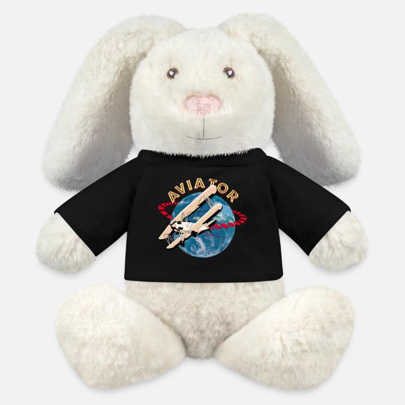 Pilot von Flugzeugen - MiniFeet® RecycelHase® Creme - Schwarz