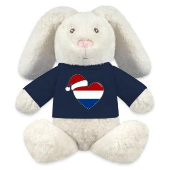 Holland Flag Christmas Heart - MiniFeet® RecycelHase® Bunny Cream - french navy - Front