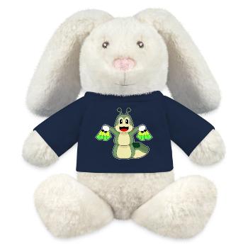 Sac de courses Caterpillar - Lapin en peluche recyclé MiniFeet® Crème - bleu marine - Devant
