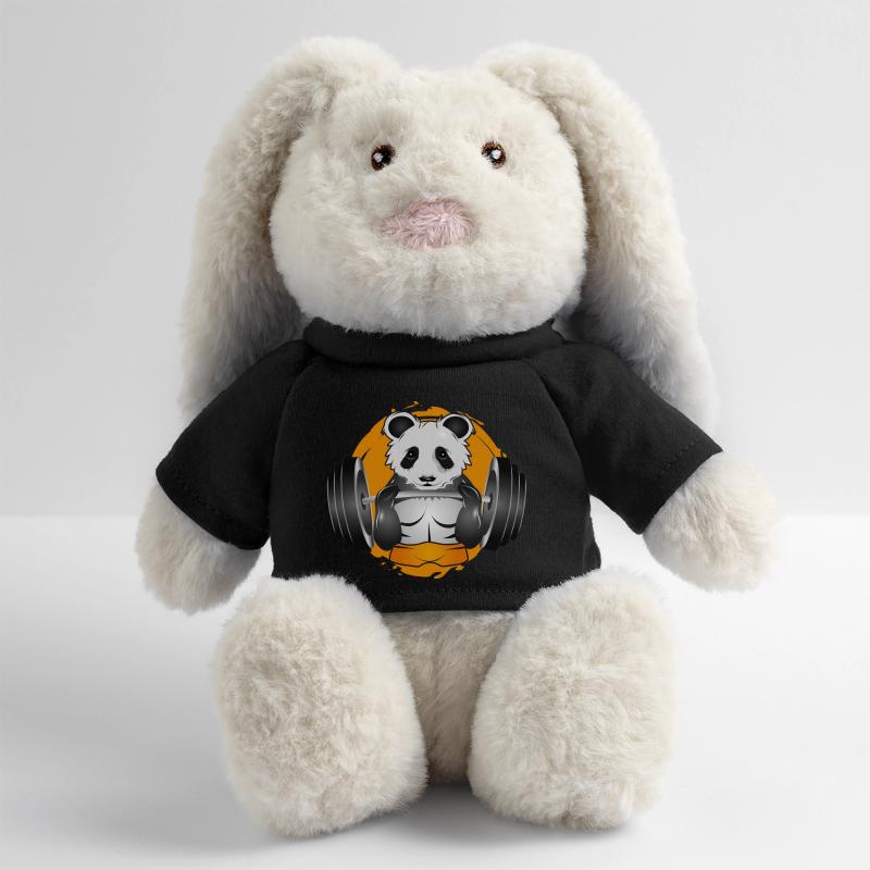 Bodybuilder Panda Bär mit Langhantel im Gym Patch MiniFeet® RecycelHase® Creme