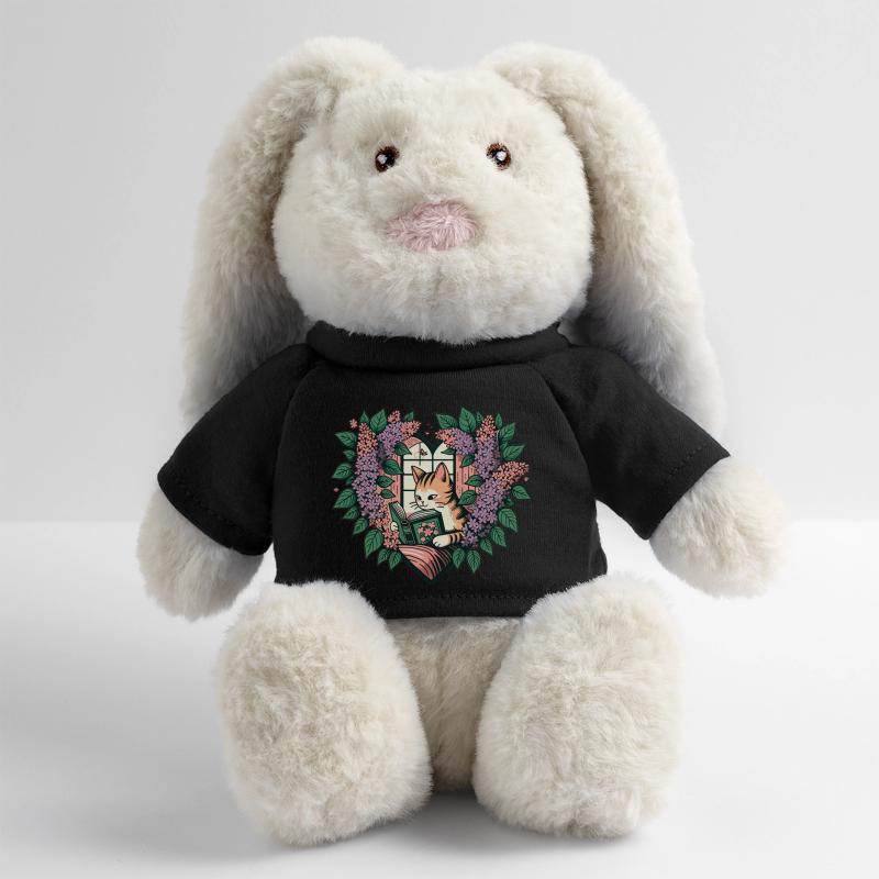Chat de lecture Lapin en peluche recyclé MiniFeet® Crème