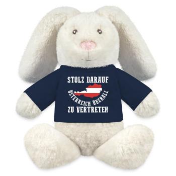Autrichiens Autriche - Lapin en peluche recyclé MiniFeet® Crème - bleu marine - Devant