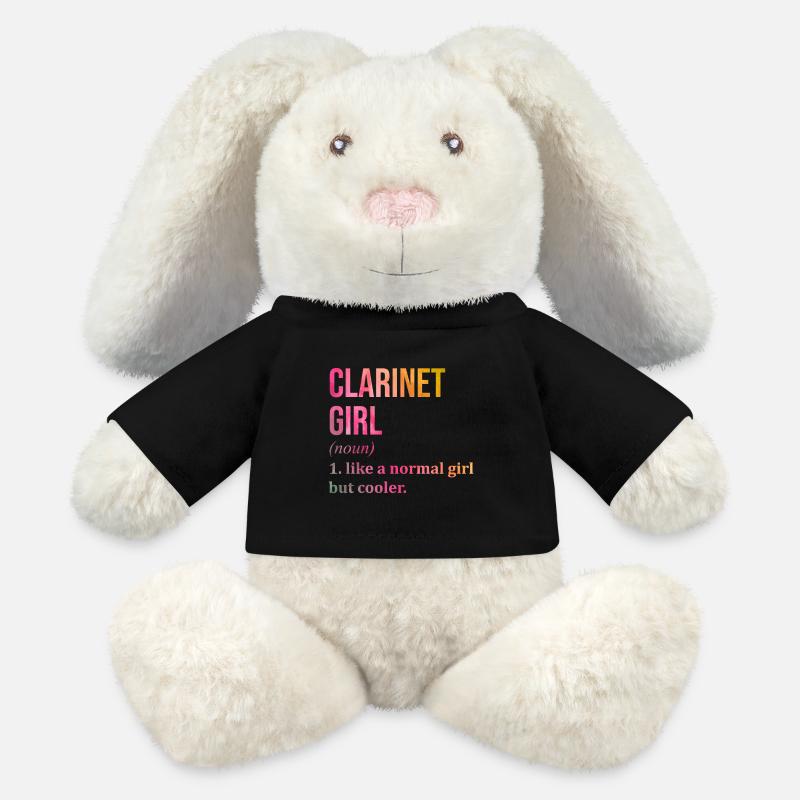 clarinette - Lapin en peluche recyclé MiniFeet® Crème - noir
