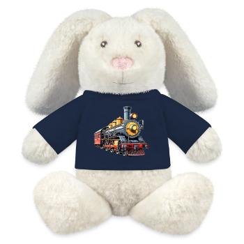 Dampfzug Cartoon Nostalgie - MiniFeet® RecycelHase® Creme - French Navy - Vorne