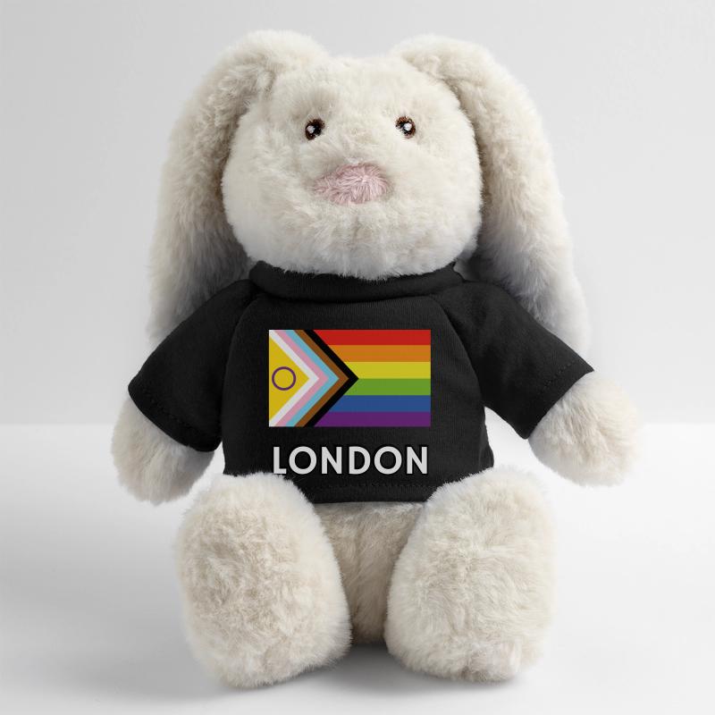 Drapeau de progrès de la fierté inclusive de Londres Lapin en peluche recyclé MiniFeet® Crème