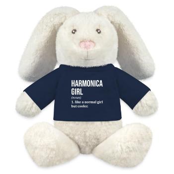 harmonica - Lapin en peluche recyclé MiniFeet® Crème - bleu marine - Devant