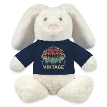 November 1982 Vintage Geschenk - Geboren im November 1982 - MiniFeet® RecycelHase® Creme - French Navy - Vorne
