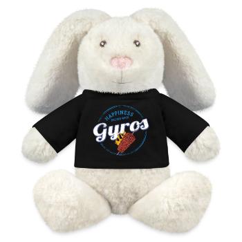 Gyros Restaurant Vintage Grèce Souvenir - Lapin en peluche recyclé MiniFeet® Crème - noir - Devant
