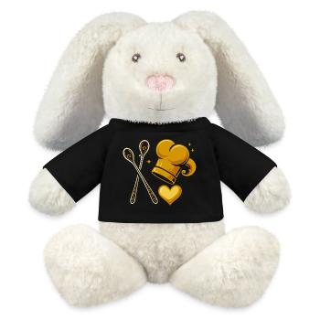 Toque de chef dorée avec cuillères en bois - Lapin en peluche recyclé MiniFeet® Crème - noir - Devant