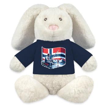 Bateau de pêche Norvège - Lapin en peluche recyclé MiniFeet® Crème - bleu marine - Devant