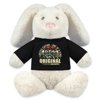 Anniversaire novembre 1965 - Lapin en peluche recyclé MiniFeet® Crème - noir - Devant