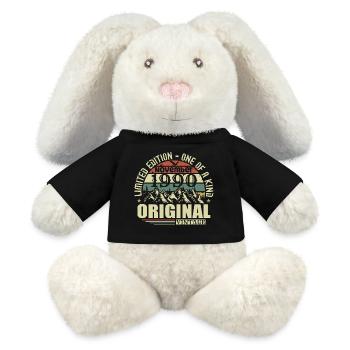 Anniversaire novembre 1990 - Lapin en peluche recyclé MiniFeet® Crème - noir - Devant