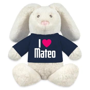 I Love Mateo Pink Heart I Love Mateo - MiniFeet® RecycelHase® Bunny Cream - french navy - Front