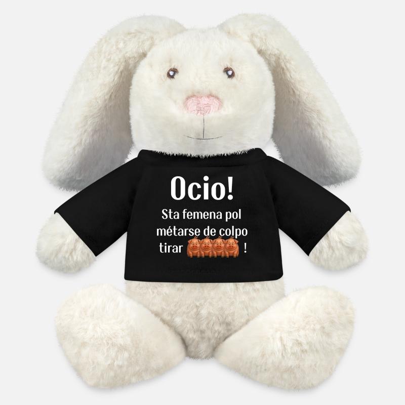 Witty phrase in Venetian - MiniFeet® RecycelHase® Bunny Cream - black