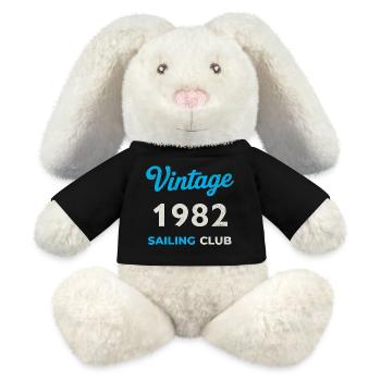 Vintage 1982 – Sailing Club Retro Birth Year - MiniFeet® RecycelHase® Bunny Cream - black - Front