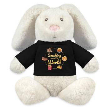 Grignotage autour du monde : Motif du voyage culinaire - Lapin en peluche recyclé MiniFeet® Crème - noir - Devant