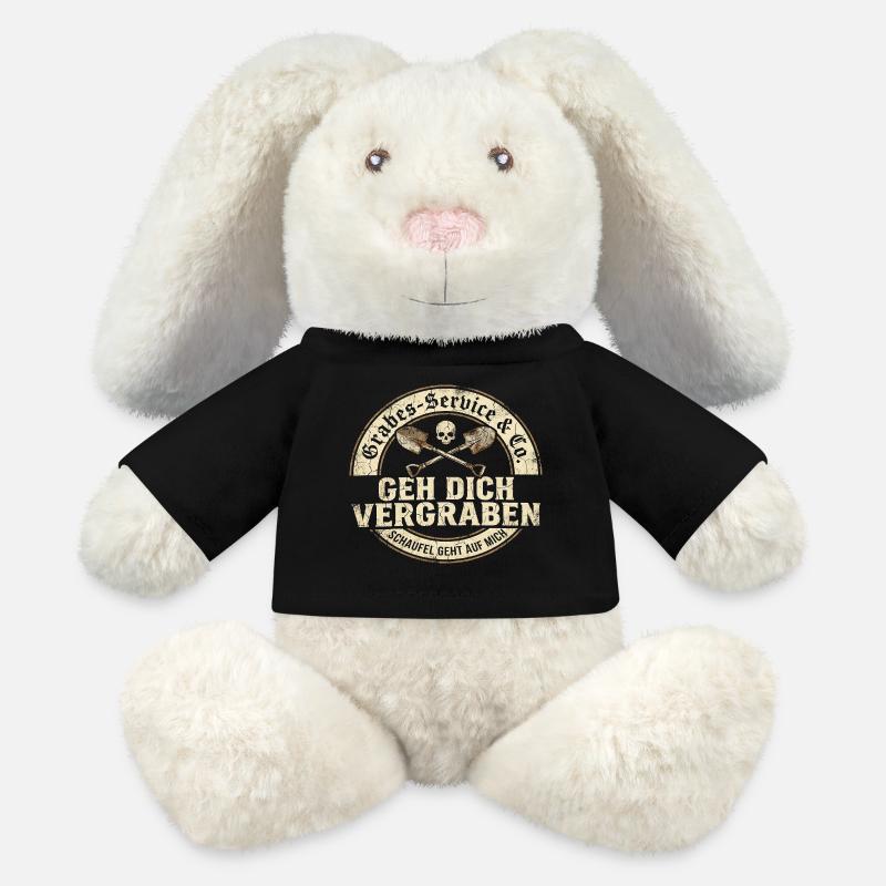 Va enterrer ton Grave Service Humour - Lapin en peluche recyclé MiniFeet® Crème - noir
