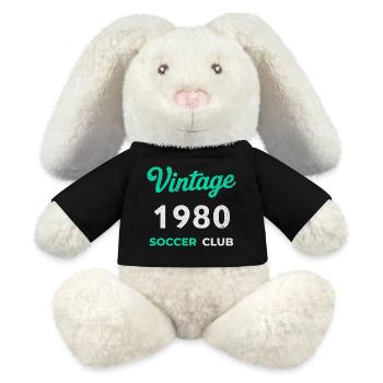 Vintage 1980 – Soccer Club Retro Geburtsjahr - MiniFeet® RecycelHase® Creme - Schwarz - Vorne