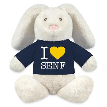 I love mustard - MiniFeet® RecycelHase® Bunny Cream - french navy - Front