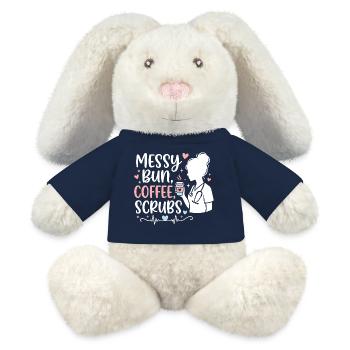 Messy Bun Coffee Scrubs Nurse - MiniFeet® RecycelHase® Bunny Cream - french navy - Front