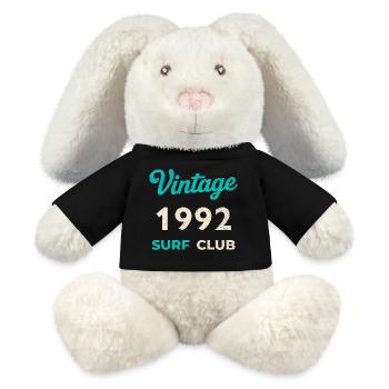 Cadeau rétro de l’année de naissance vintage du Surf Club 1992 - Lapin en peluche recyclé MiniFeet® Crème - noir - Devant