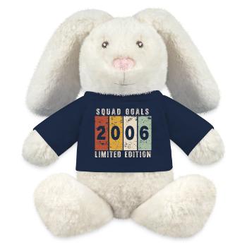 anniversaire 2006 - 20 ans - Lapin en peluche recyclé MiniFeet® Crème - bleu marine - Devant