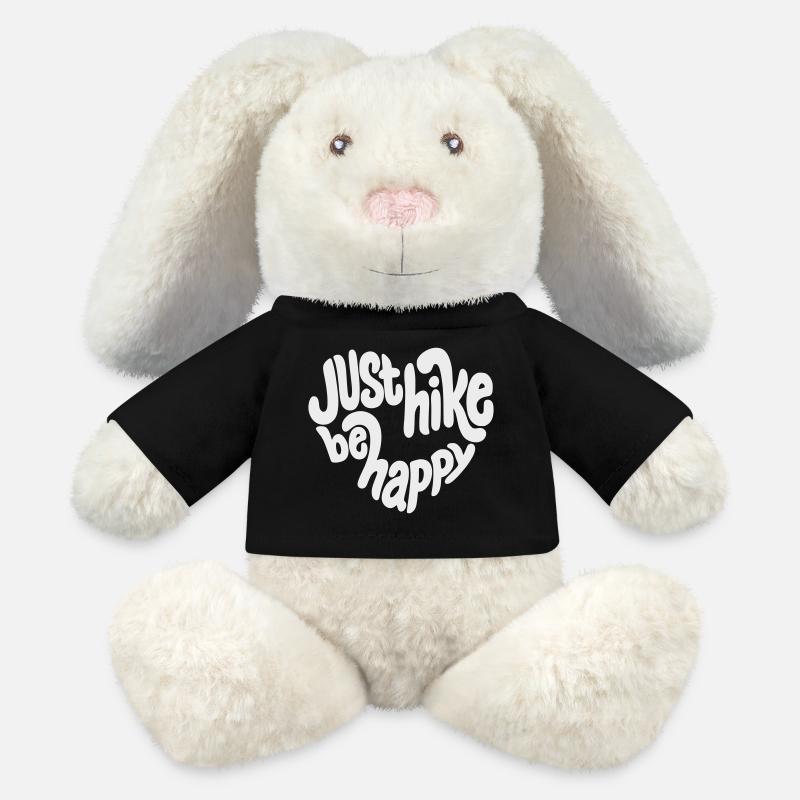 Lettrage Just Hike Be Happy - Lapin en peluche recyclé MiniFeet® Crème - noir