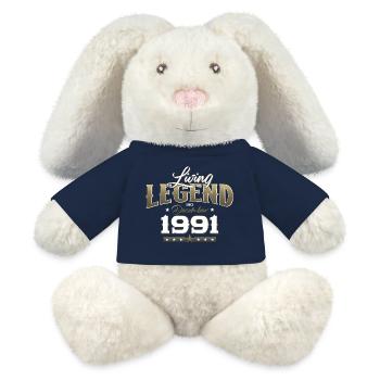 33ème anniversaire voiture classique décembre 1991 vintage 91 - Lapin en peluche recyclé MiniFeet® Crème - bleu marine - Devant