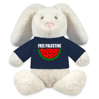 Free palestine Melon pastèque - Lapin en peluche recyclé MiniFeet® Crème - bleu marine - Devant
