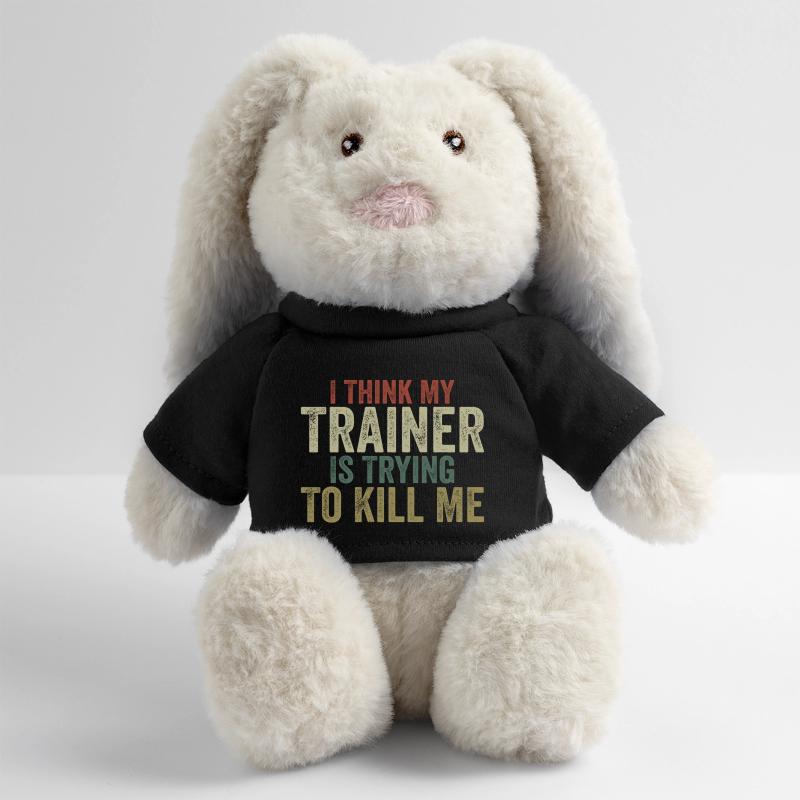 I think my trainer is trying to kill me Lapin en peluche recyclé MiniFeet® Crème