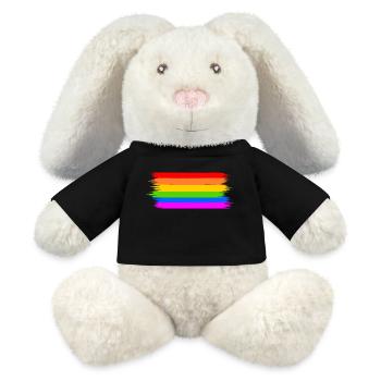 Regenbogen Regenbogenfahne - MiniFeet® RecycelHase® Creme - Schwarz - Vorne