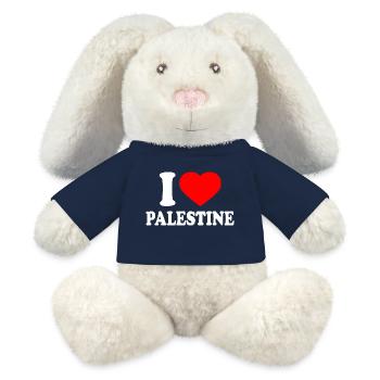 I love palestine - Lapin en peluche recyclé MiniFeet® Crème - bleu marine - Devant
