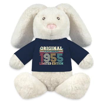 70e anniversaire Original octobre 1955 Volume 55 - Lapin en peluche recyclé MiniFeet® Crème - bleu marine - Devant