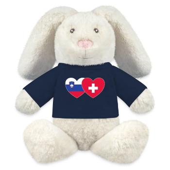 Slowenien Schweiz Flagge Herz - MiniFeet® RecycelHase® Creme - French Navy - Vorne
