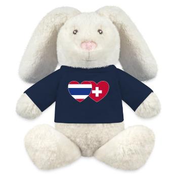 Thailand Schweiz Flagge Herz - MiniFeet® RecycelHase® Creme - French Navy - Vorne